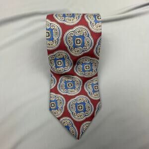 Bert Pulitzer Silk Tie Red Blue Paisley USA 60x3.5